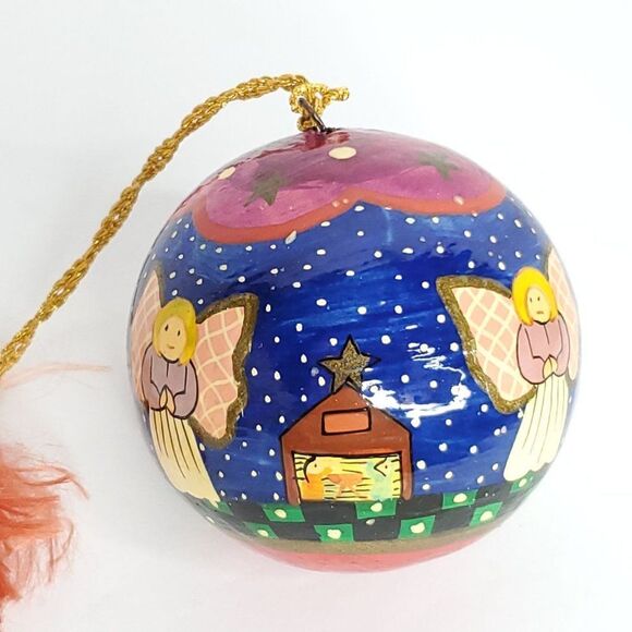 Hand Painted Ball Ornament Angels Christmas Nativity 2.5" - Picture 2 of 4
